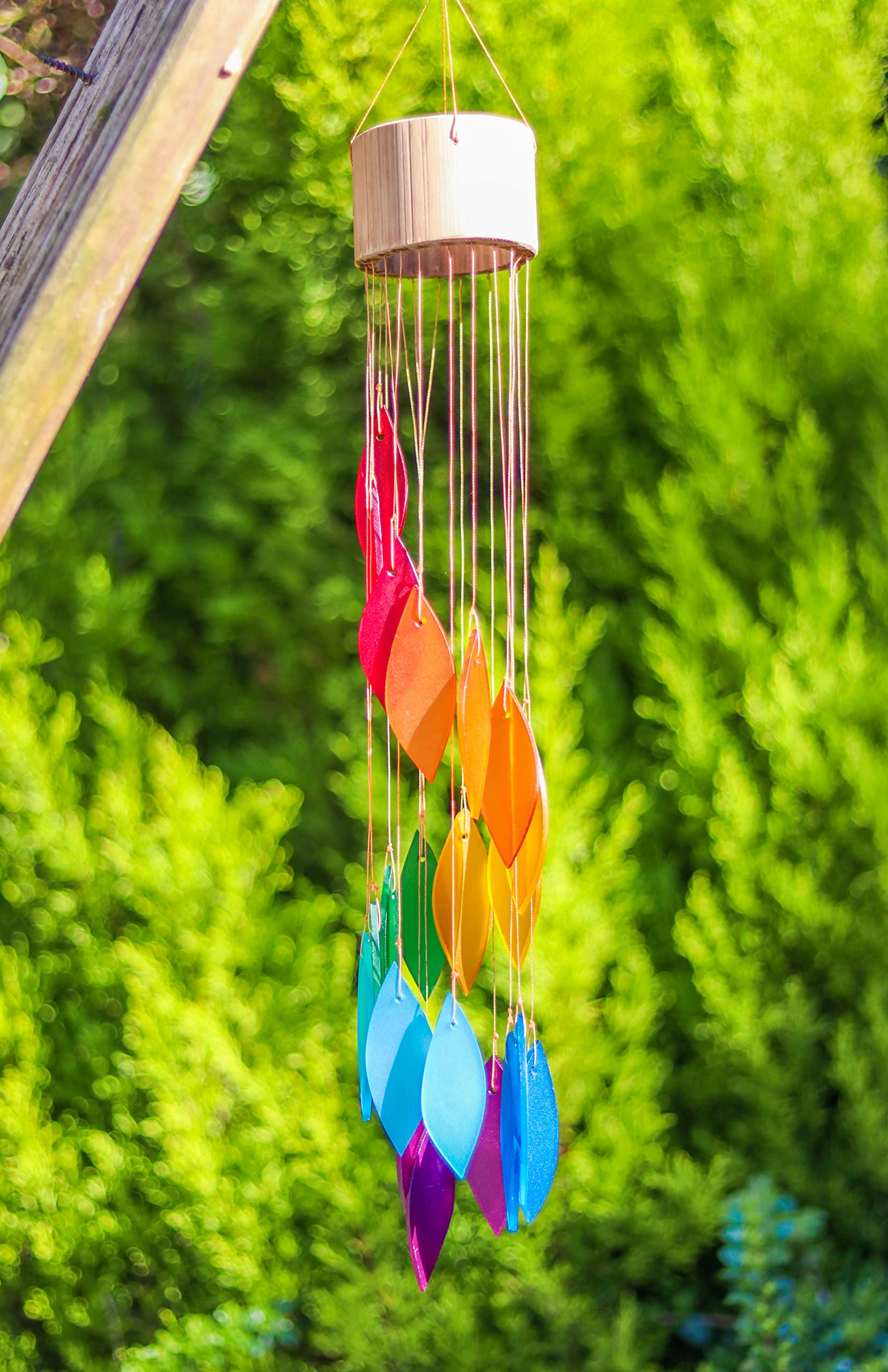 My Family House Glass Wind Chime - Spiral in Rainbow - 100% Fair Trade - Handmade from Recycled Materials