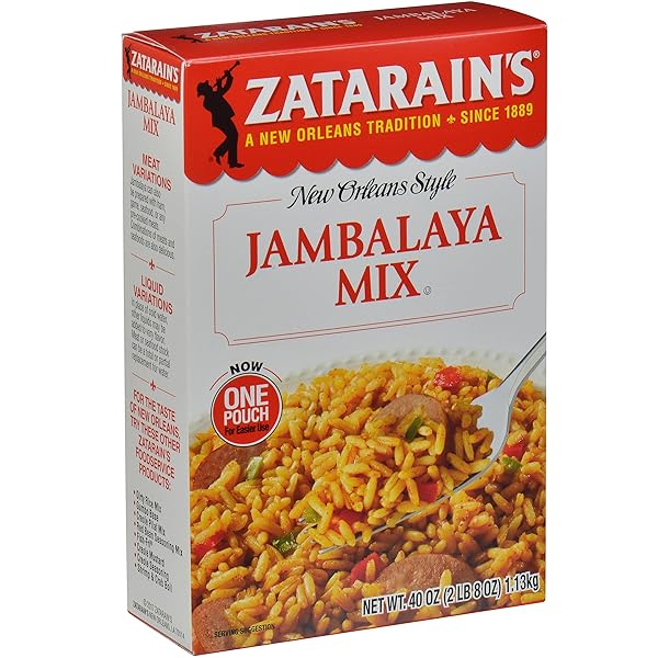 ZATARAIN’S JAMBALAYA MIX, 40 OZ – ONE 40 OUNCE BOX OF JAMBALAYA RICE MIX, PERFECT AS A STAND-ALONE SIDE OR SIGNATURE CAJUN DISH WITH SAUSAGE, CHICKEN OR SEAFOOD
