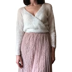 White women light mohair knitted bridal 