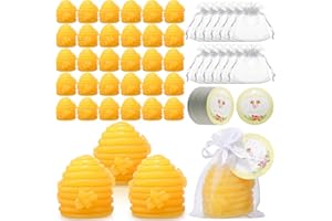 Sacubee 50 Sets Honeycomb Soap Baby Shower Favors, Handmade Bee Scented Soap Party Favors for Guests Baby Shower Favors Soaps with Organza Bags Thanks Tags Wedding Party Guests
