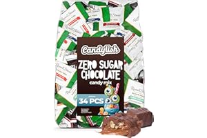 CANDYLISH Zero Sugar Chocolate Candy Mix (Approx. 34 Pieces) - Russell Stover Assorted & Zero Sugar Bars Peanut Butter Cup Mix