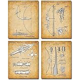 Original Hunting Bow Patent Prints - Set of Four Photos (8x10) Unframed - Makes a Great Cabin Decor and Gift Under $20 for Ar