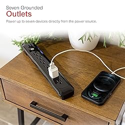 GE 7-Outlet Surge Protector, 4 Ft Power Cord, 1080