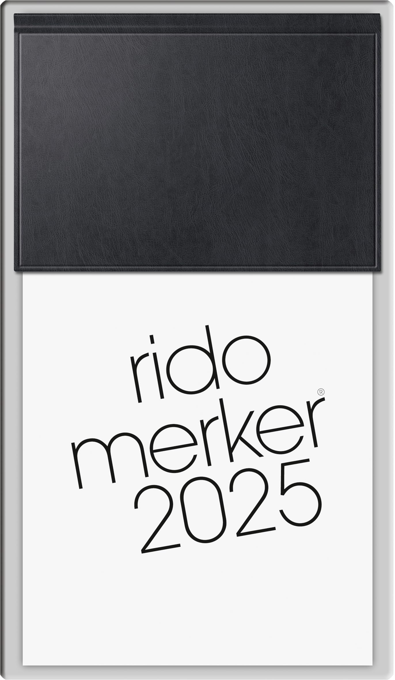 rido/idé Notebook, model Merker (2025), 1 page = 1 day, 108 × 201 mm, 736 pages, Miradur cover, black