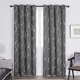 Deconovo Eyelet Room Darkening Curtains 2 Panels 52 x 84 Silver Wave Foil view 2