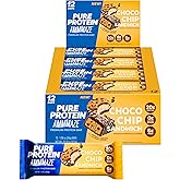 Pure Protein AMMMAZE Choco Chip Sandwich Bars, 20g Protein, 6g Fiber, 5g Net Carbs, No Added Sugar, High Protein Snack, 12 Count – Meal Replacement Bar for On-the-Go