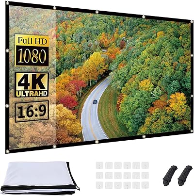 OWill 120 Inch 16:9 HD 4K Projector Screen, Portable & Foldable