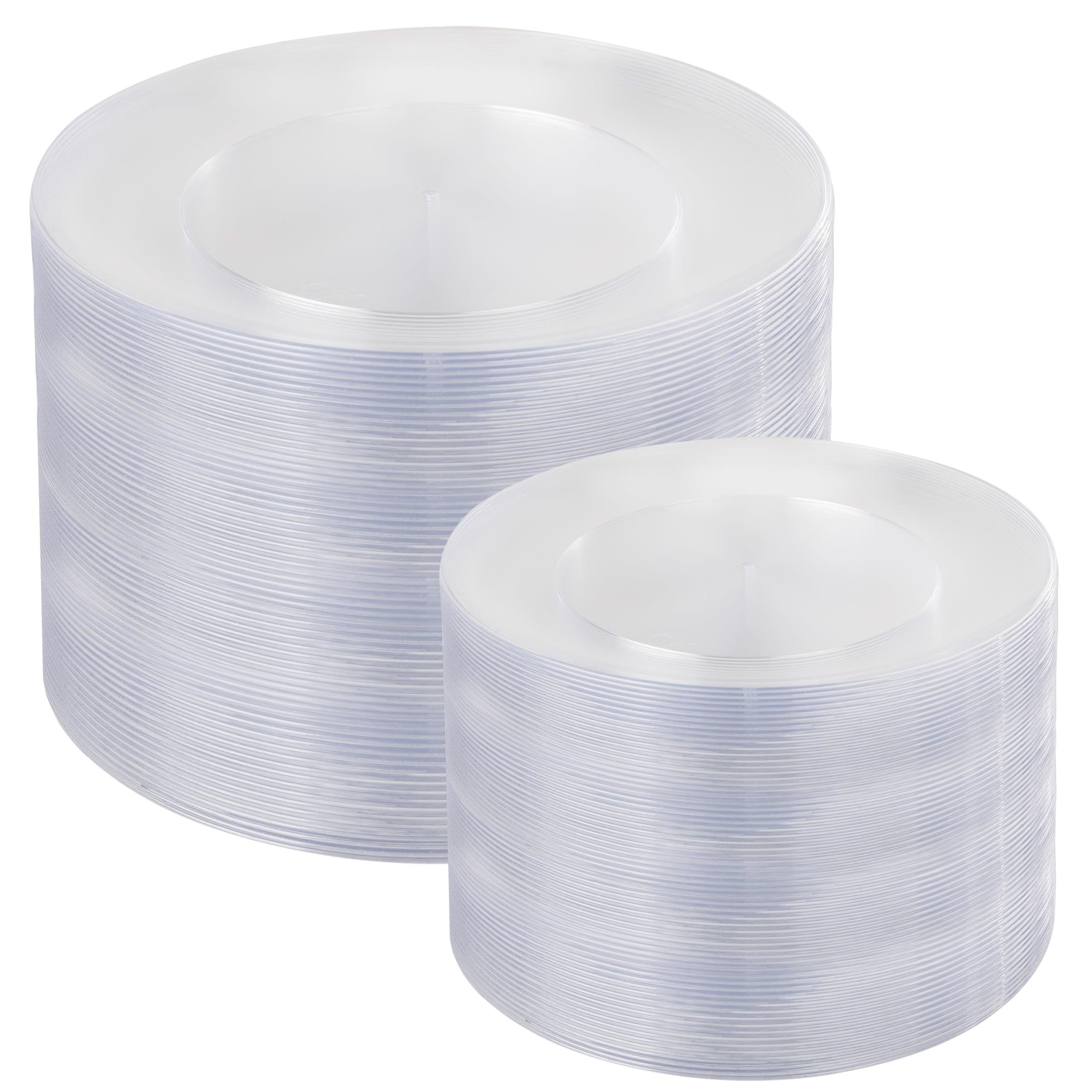 I00000 200 PCS Clear Plastic Plates for 100 Guests Include: 10.25 inch 100 Pieces Dinner Plate and 7.5 inch 100 Pieces Dessert Plate, Clear Plates for Party Perfect for Party & Wedding Image