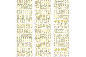 SODKNOW 6 Sheets Gold 3D Puffy Letter and Number Stickers, 1 Inch Metallic Alphabet A–Z & 0–9, Self-Adhesive Puffy Stickers for Christmas Stocking Names, Gift Tags, Holiday Crafts & Classroom Decor