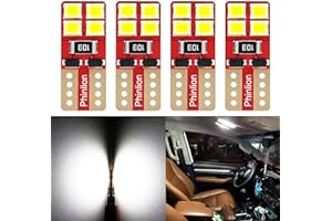 PHINLION 194 LED Light Bulb 6000K White, Super Bright 168 2825 W5W T10 Wedge 8-SMD Chipsets LED Replacement Bulbs for Car Dome Map Door Courtesy License Plate Dash Instrument Lights, Pack of 4