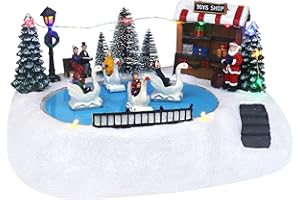 TOP TREASURES Christmas Shop with Moving Swans - Animated Lighted Musical Snow Village - Perfect Addition to Your Christmas Indoor Decorations & Holiday Displays - A Thoughtful Gift for Your Loved Ones