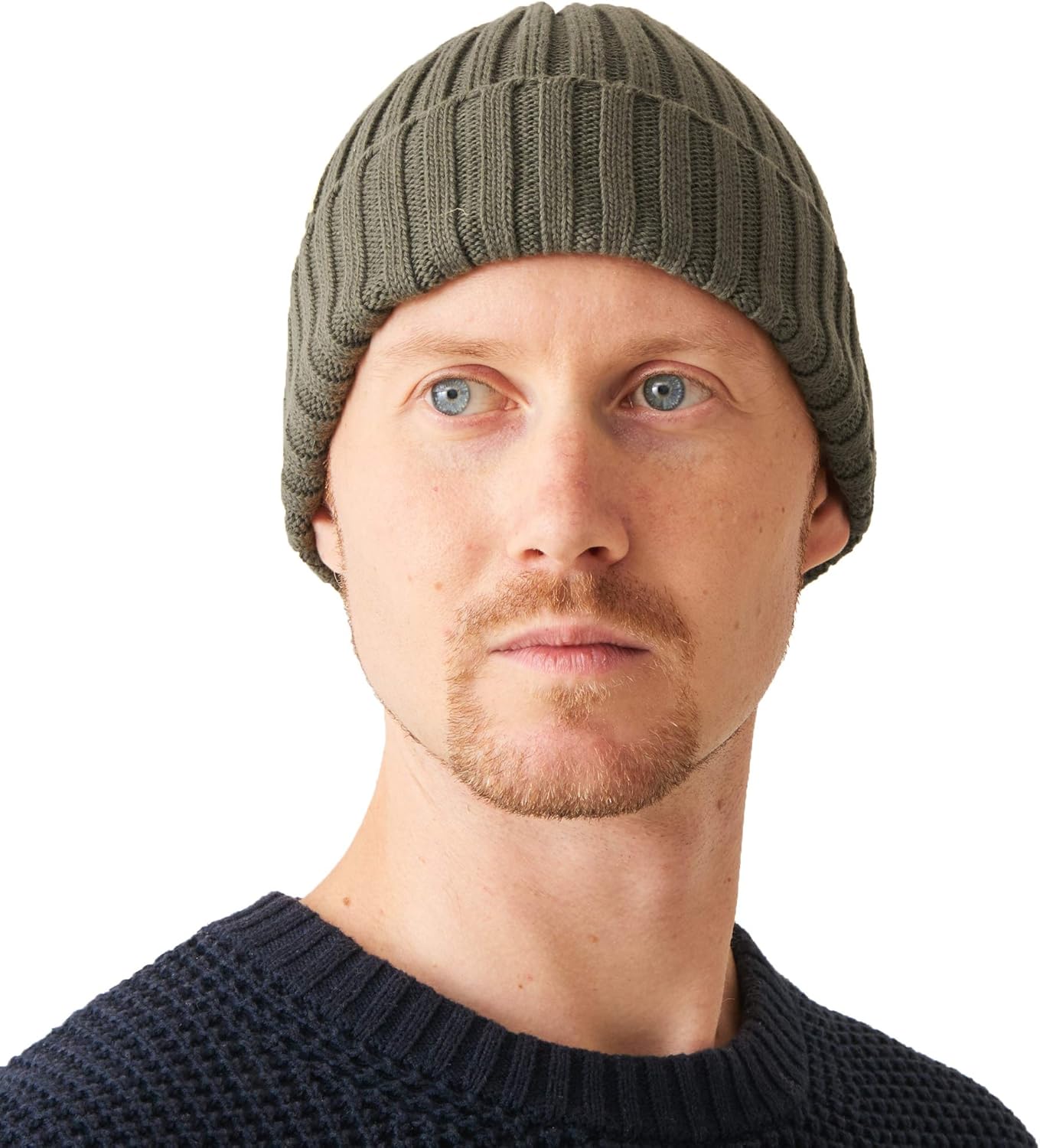 CHARM Mens Fisherman’s Beanie Hat - 100% Cotton Ribbed Slouch Cap Women Chemo Knit Winter Summer Simple Classic Design Khaki: Clothing