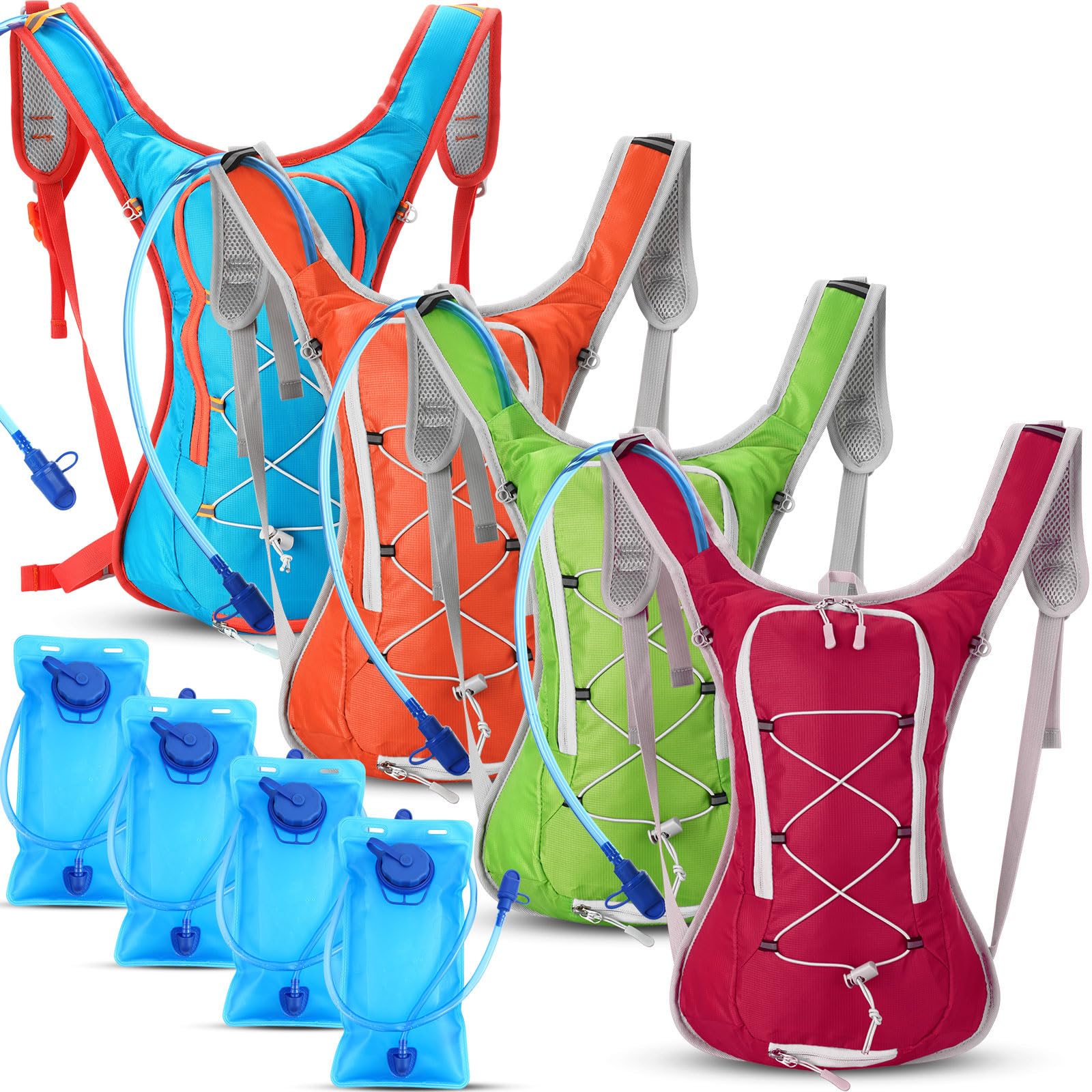 Photo 1 of Chunful 4 Pack Hydration Backpack with 2L Water Bladder, Sport Hydration Water Backpack with Water Bladder Pack for Men Women Hiking Running Cycling Biking(Bright Style)