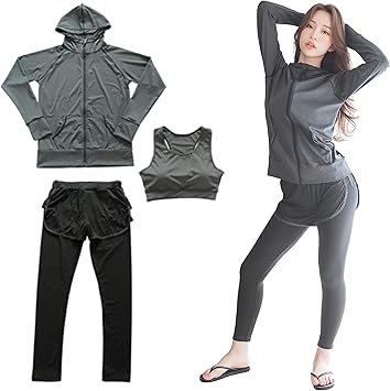 Amazon Co Jp Sprix スポーツウェア レディース ヨガウェア トレーニングウェア ランニングウェア 上下 3点セット フィットネス ジャージ スポーツブラ スポーツ アウトドア