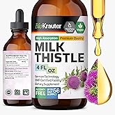 BIO KRAUTER® Milk Thistle Supplement - Liquid Pure Vegan Milk Thistle Extract 680 mg per Serving 4 Fl.Oz 56 Days of Supply - Liver Cleanse & Detox, Сontains Silymarin - Alcohol & Sugar Free
