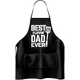 ApronDaddy Best Flippin Dad Ever Apron, Adjustable Large Size Fits up to 3XL - Dad Apron with 2 Pockets - Father's Day Grilling Gift