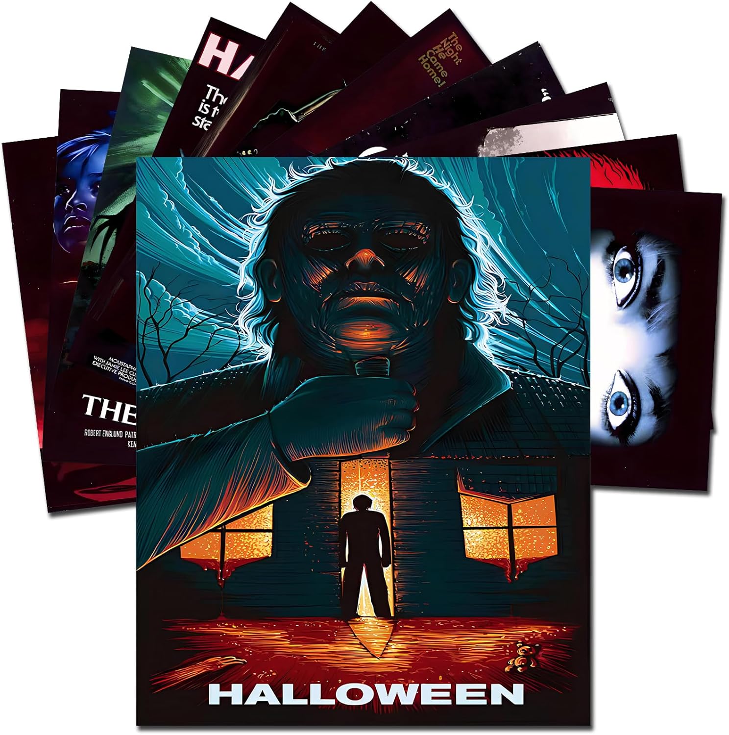 Wall Décor - LUFMWCWD 12Pcs Vintage Horror Movie Posters for Room Aesthetic,Creepy Scary Movie Art Prints Wall Art Posters Wall Collage,Horror Movie Decor for Dorm(8X10 INCH Unframed)