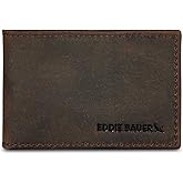 Eddie Bauer Men's Slim Wallet | Money Clip | RFID Protection | ID Window | Genuine Leather | EDC