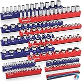 12-Piece 1/4" 3/8" 1/2"-Drive SAE & Metric Magnetic Socket Organizer Set (Holds 143 Sockets) -Detachable Tool Tray with 5mm Magnetic Base for Garage/Home(Sockets Not Included)