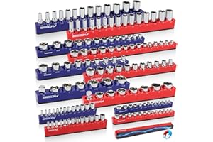 SEDY 12-Piece 1/4" 3/8" 1/2"-Drive SAE & Metric Magnetic Socket Organizer Set (Holds 143 Sockets) -Detachable Tool Tray with 5mm Magnetic Base for Garage/Home(Sockets Not Included)