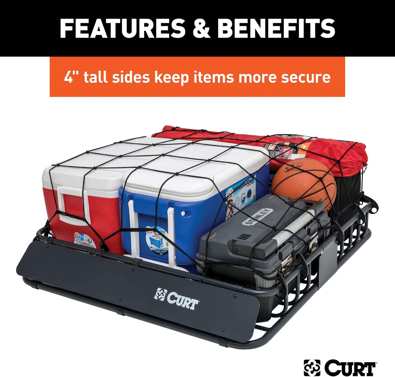 CURT 18115 Universal 42 x 37-Inch Black Steel Roof Rack Rooftop Cargo Carrier: Automotive