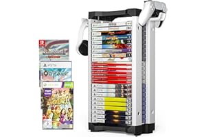 Allnice Game Storage Tower Multifunction Video Game Shelf for 24 Game Disk, 2 Headsets Controllers Holder Compatible with PS3/PS4/PS5/ Nintendo Switch/Xbox One, Xbox Series X/S and Blu-Ray Discs