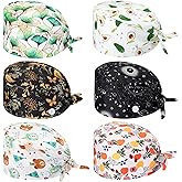 Geyoga 6 Pcs Bouffant Scrub Caps Working Surgical Cap Nurse Hats with Buttons and Sweatband Adjustable Tie Back Hat Women Men