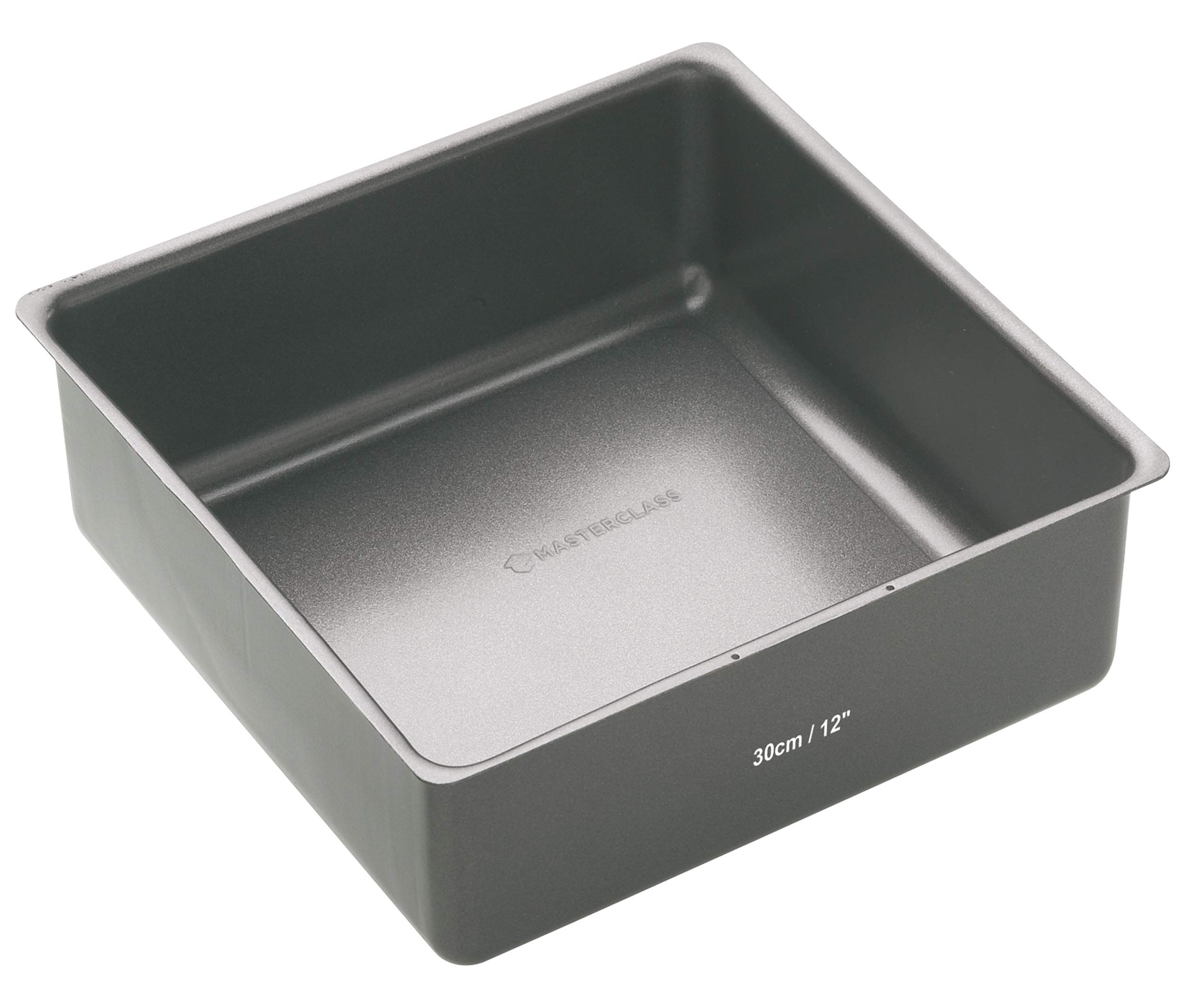 MasterClass KCMCHB56 30 cm Deep Cake Tin with PFOA Non Stick and Loose Bottom, 1 mm Carbon Steel, 12 Inch Large Square Pan , Grey