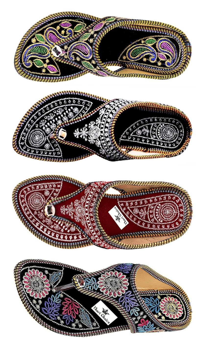 thari choice women's synthetic multicolour slippers (pack of 4)