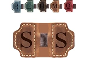 BPTZPL Personlized Magnetic Leather Bookmarks with Pen Holder, Customized Book Marks Clip 26 Letters Bookmark for Reading Women, Men, Cute Initials Book Markers for Book Lovers (Brown, S)