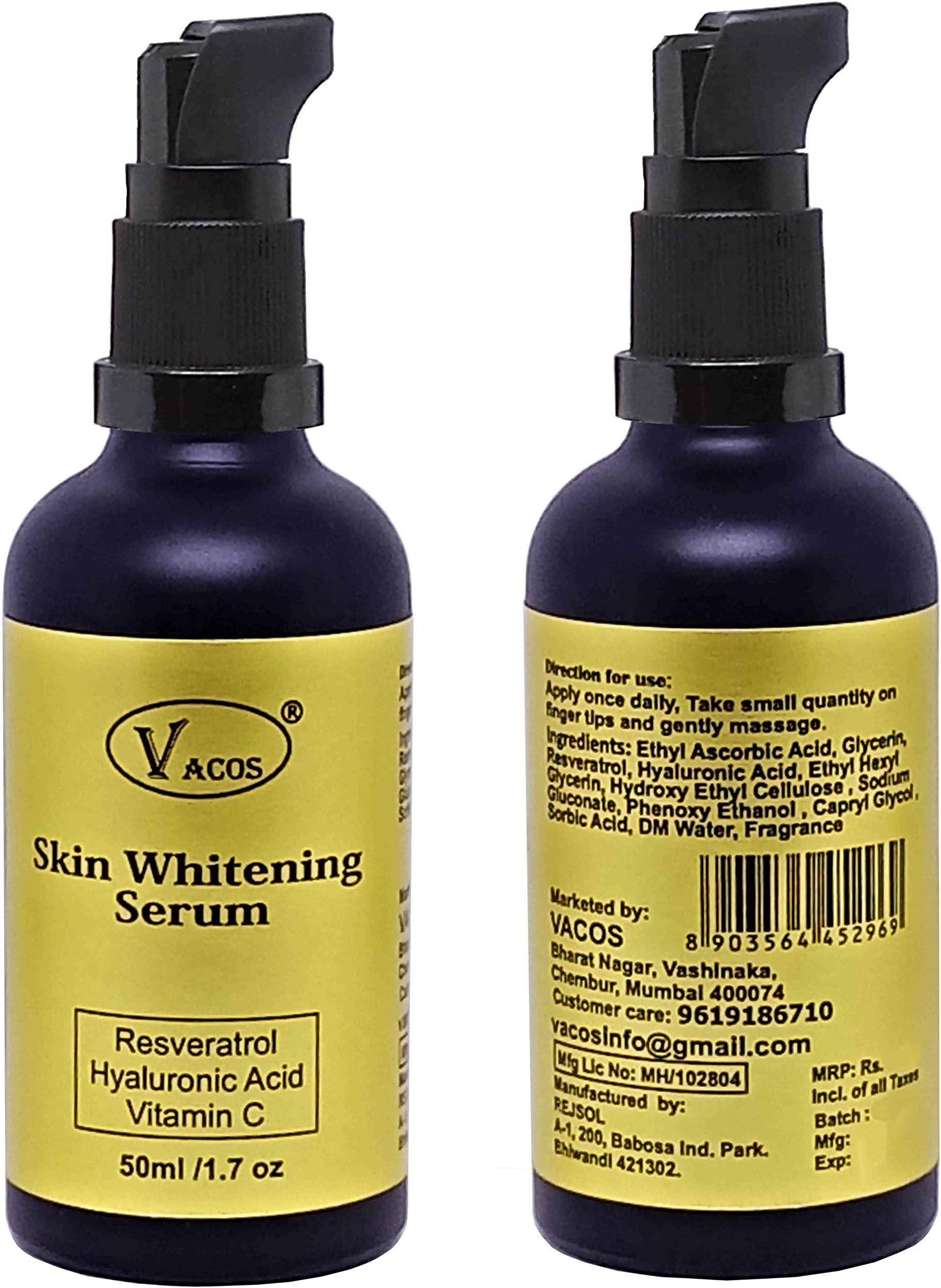 VACOS Whitening Serum 50 ml for Fairness Rejuvenating and Firming Anti Ageing Skin Brightening Glow