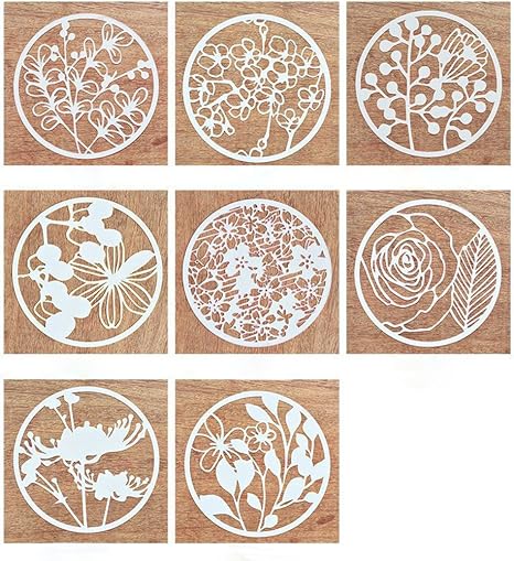 Ai Life 8pcs Mixed Flower Pattern Round Shape Stencil Plastic Planner Painting Stencils Journal Notebook Diary Scrapbook Diy Drawing Craft Template Stencil Diameter 17 5cm Amazon Co Uk Kitchen Home