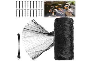 Yoojahow Koi Pond Netting Kit 15 x 20ft, Bird Deer Fence Netting, Durable Net Cover for Leaves, Heavy Duty Fine Mesh, Protect Fish from Blue Heron Birds, Cats & Predators, 20pcs Stakes & Ties Included