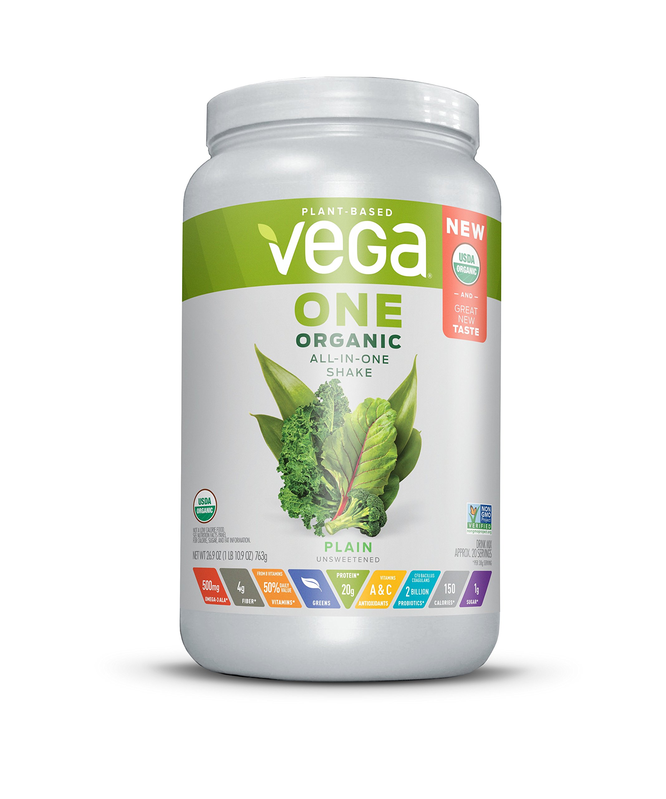 Vega Protein & Greens Natural (21 Servings, 1.29 lb) Plant Based Protein Powder