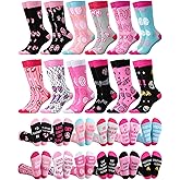 Patelai 12 Pairs Sport Socks for Women Funny Novelty Cotton Crew Sock Bulk Gifts for Volleyball Softball Lovers Team Players