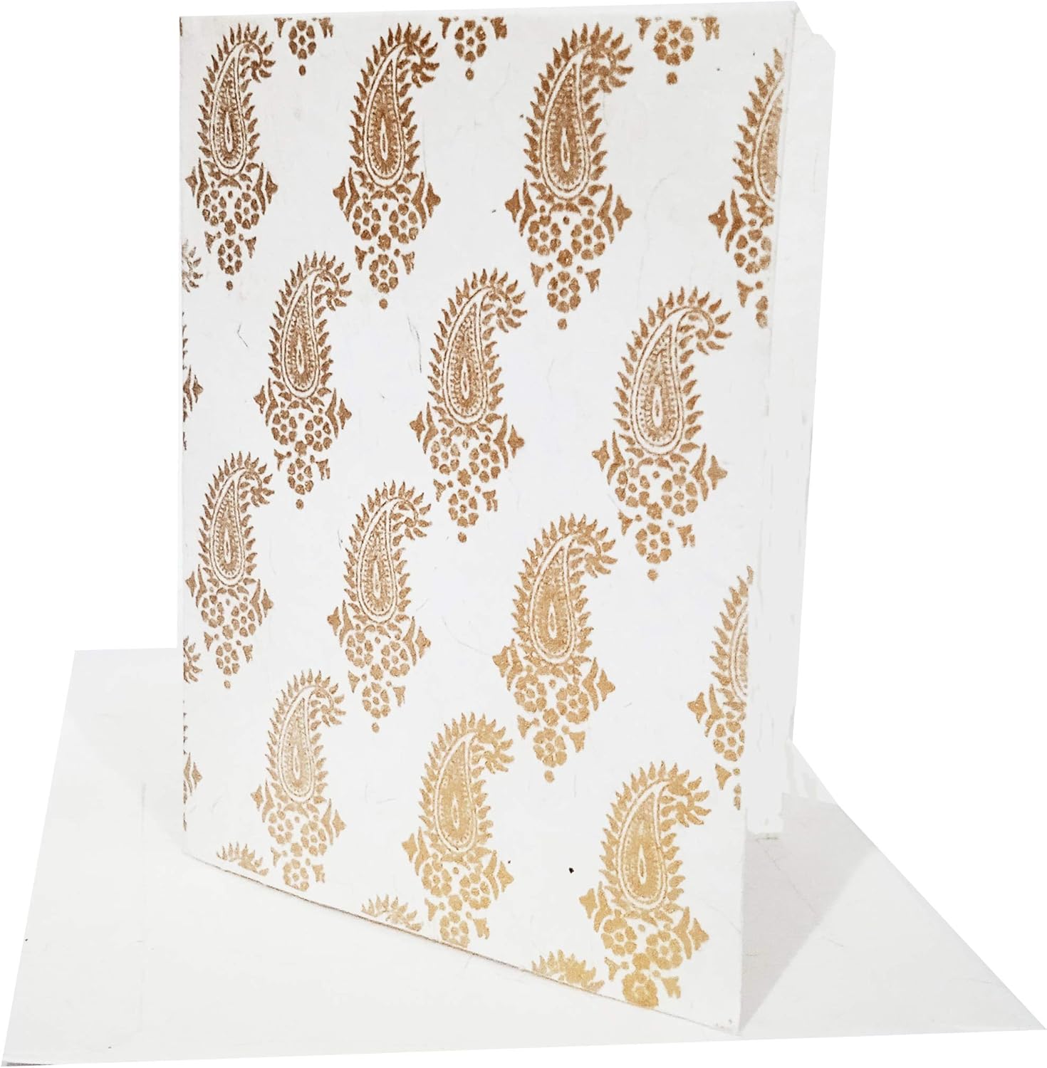 Purpledip Paper Card-Envelope Pack (Set of 10) 'White Paisley': Handmade Organic Paper Cards 4 * 3 inches for Personalized Greetings (11454D) - Image 3