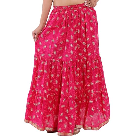Women's A-Line Skirt (SKT353_Pink_Free Size)