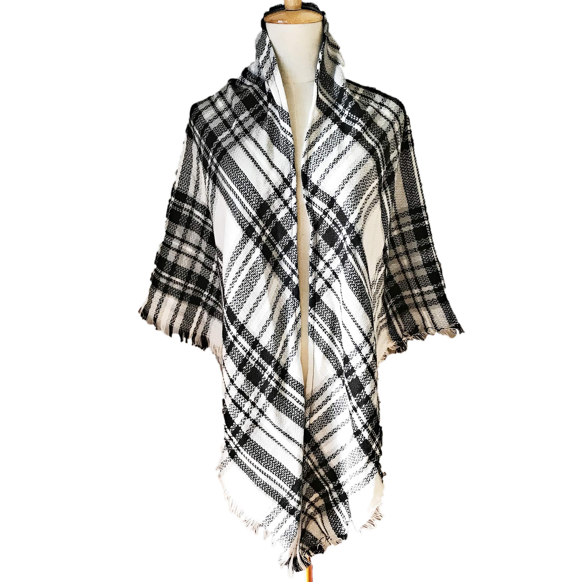 Women's Scarf Shawl Wrap Knit Cashmere Feel Long Soft Plaid Tartan Triangle Winter Fall Blanket Women's Scarf Shawl Wrap Knit Cashmere Feel Long Soft Plaid Tartan Triangle Winter Fall Blanket