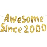 Awesome Since 2000 Gold Glitter Banner - 26th Birthday and Anniversary Party Decorations