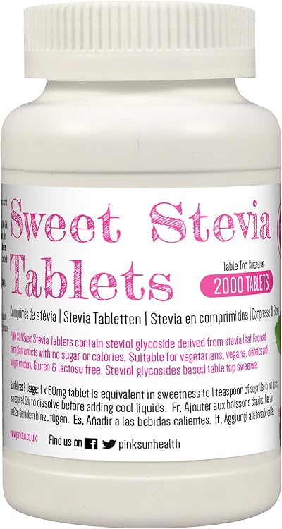 PINK SUN Stevia Tablets 2000 Refill – Sugar Substitute, Zero Calories
