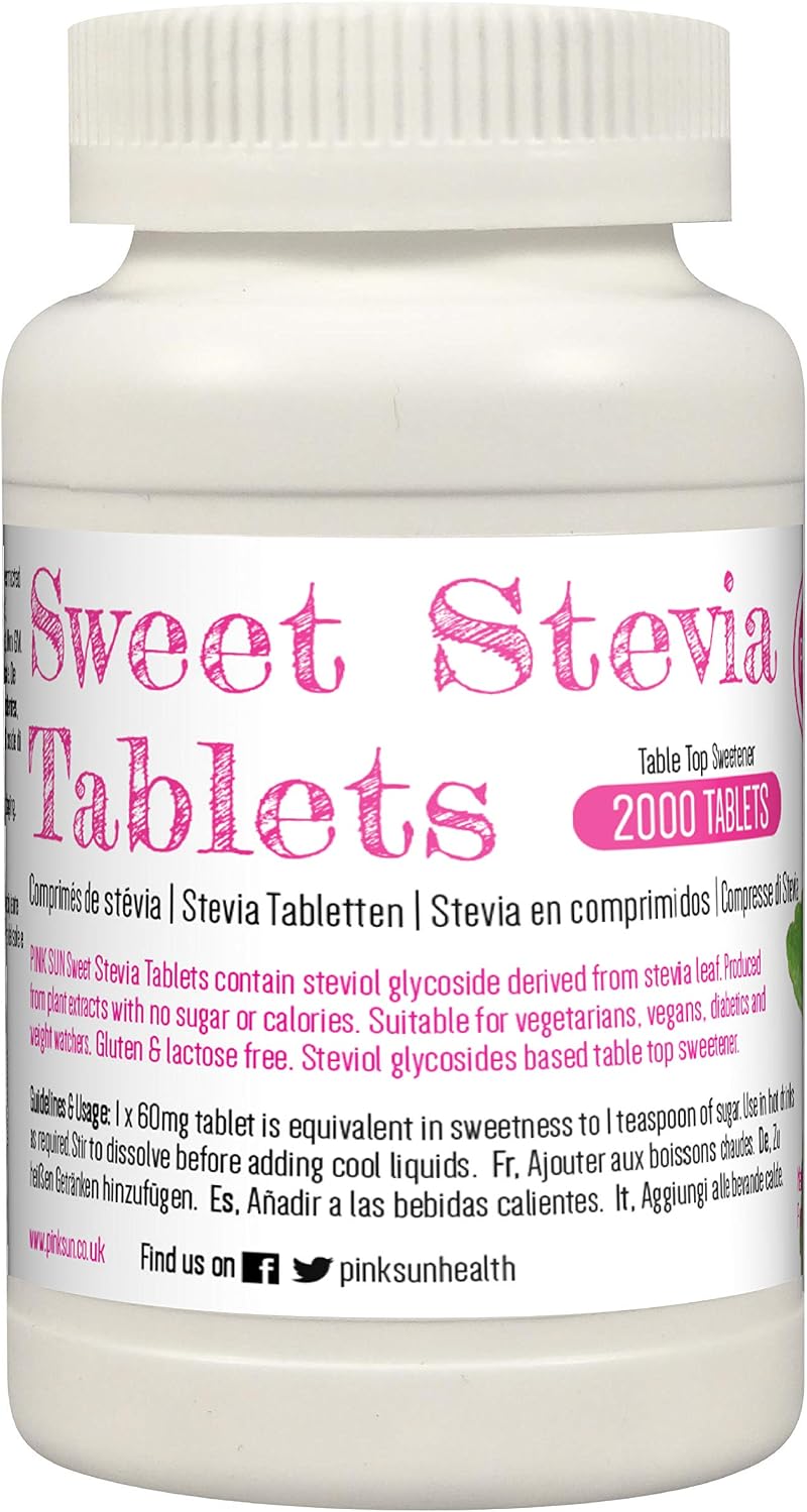 PINK SUN Stevia Tablets 2000 Refill – Sugar Substitute, Zero Calories