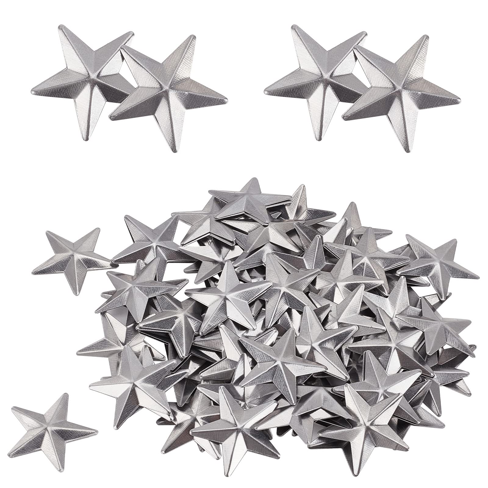 GORGECRAFT 1" Galvanized Mini Metal Barn Star Vintage Rustic Three Dimensional Christmas Tree Ornament for Hanging Wall Holiday Wreath Decor Craft Project Supply Handmade Accessory
