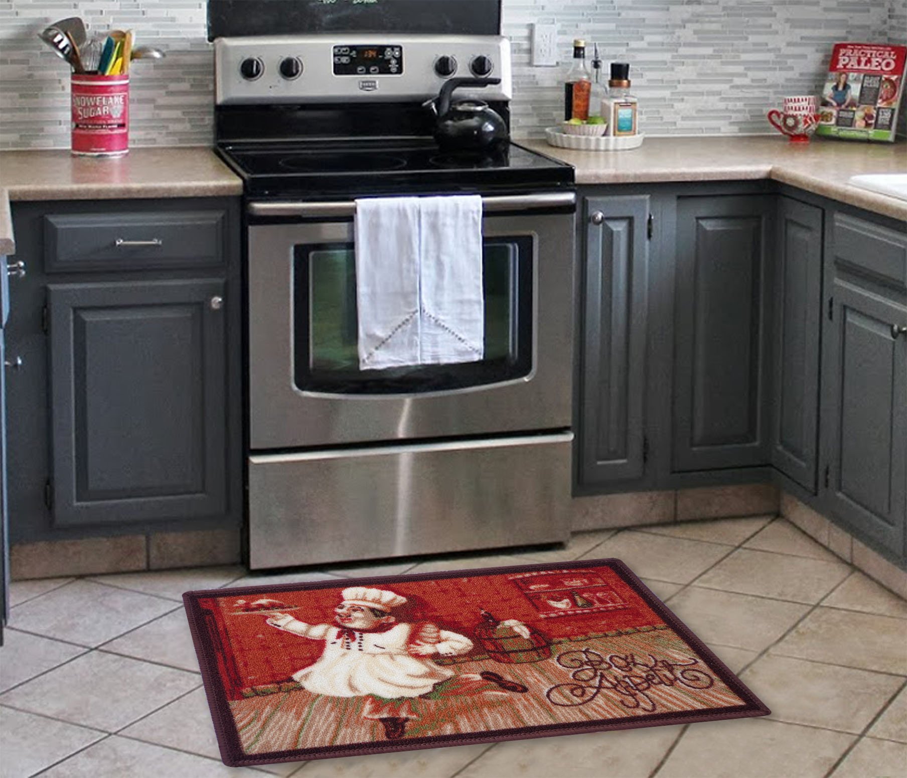 Status Non-Woven Bon Appetit Printed Door mat with Extra Anti Skid Backing for Kitchen/Hotel/Restorent/Dhaba/भोजनालय/உணவகம் / ഭക്ഷണശാലEntrance with Anti Slip Backing(15x23inch)