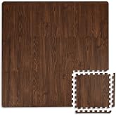 FloorPops Brown Craftsman Interlocking Floor Tiles, 12" x 12", Pack of 9