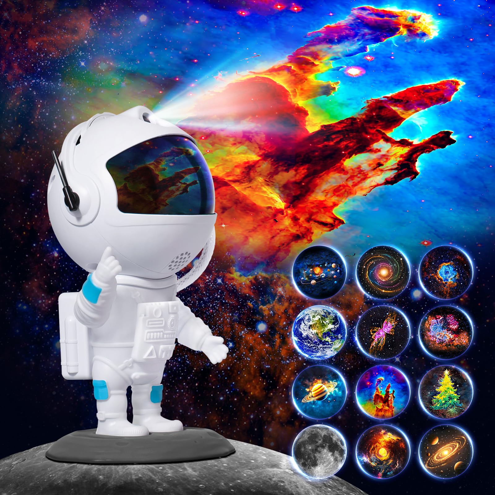 Photo 1 of ***MISSING POWER CABLE*** Astronaut Galaxy Projector, Star Projector with 12 Space Films, Galaxy Projector for Bedroom with Timer, Planetarium Projector Night Light Ceiling Nebula for Kids Adults Gift Living Game Room Decor