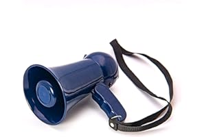 BEMLDY Mini Portable Megaphone Bullhorn with Siren, Adjustable Volume. Handheld Mic,Ideal for Fans Cheering of Football, Soccer, Baseball, Hockey, Basketball (Blue)