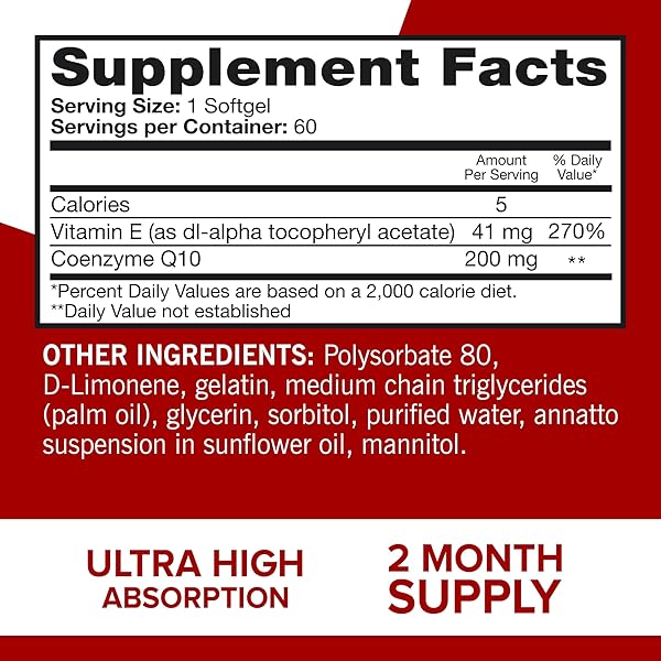 QUNOL COQ10 200MG SOFTGELS, ULTRA COQ10 – ULTRA HIGH ABSORPTION COENZYME Q10 SUPPLEMENTS – ANTIOXIDANT SUPPLEMENT FOR VASCULAR AND HEART HEALTH & ENERGY PRODUCTION – 2 MONTH SUPPLY – 60 COUNT