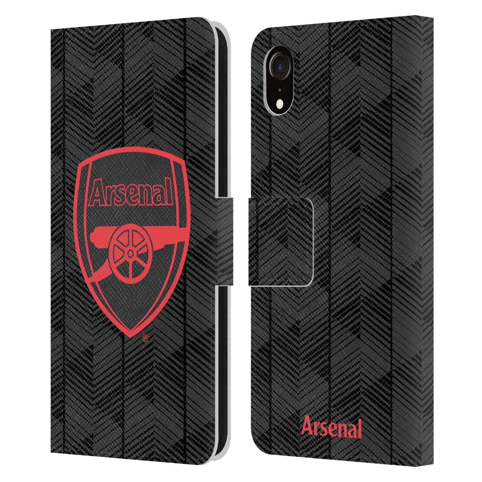 Head Case Designs Officially Licensed Arsenal FC Black Crest and Gunners Logo Leather Book Wallet Case Cover Compatible With Apple iPhone XR