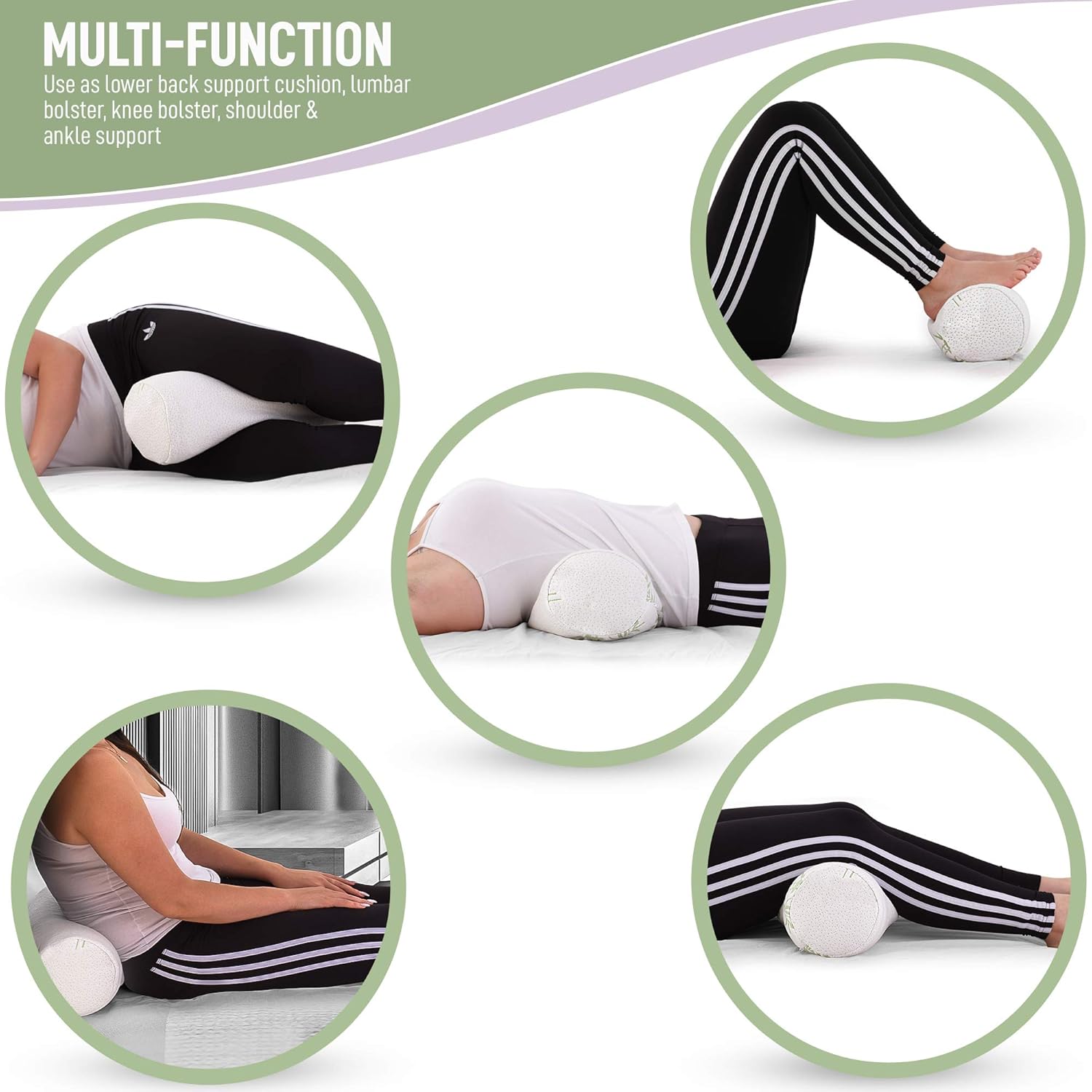 Healthex Cervical Neck Roll Pillow Cylinder Round Cushion Bolster Support for Sleeping Memory Foam and Bamboo Cover - Breathable, Hypoallergenic and Comfortable -Supports Effectively, Alleviates Pain: Home & Kitchen