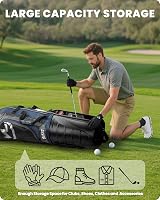 OutdoorMaster Golf Travel Bag with Wheels Hard Case Blue Upgrade Version 54" view 4